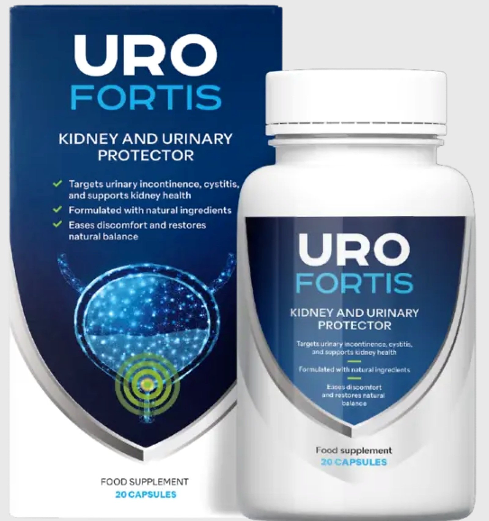 URO Fortis food supplement bottle and box